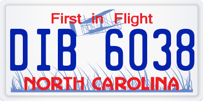 NC license plate DIB6038