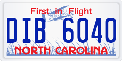 NC license plate DIB6040