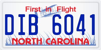 NC license plate DIB6041