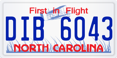 NC license plate DIB6043