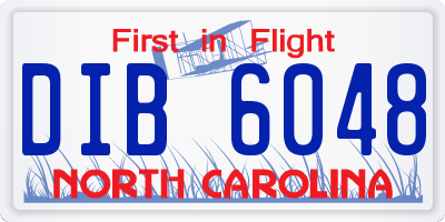 NC license plate DIB6048