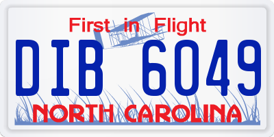 NC license plate DIB6049