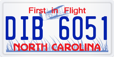 NC license plate DIB6051