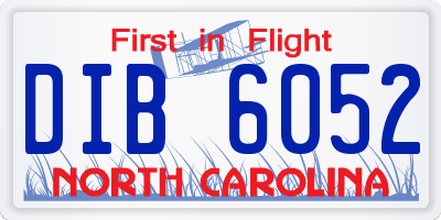 NC license plate DIB6052