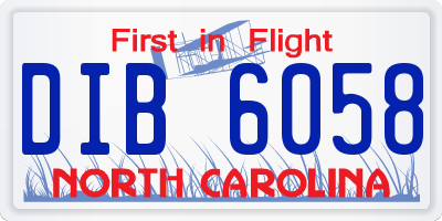 NC license plate DIB6058