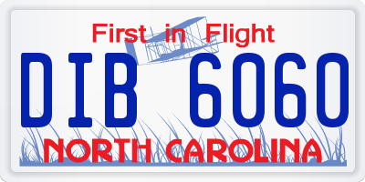 NC license plate DIB6060