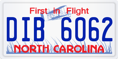 NC license plate DIB6062