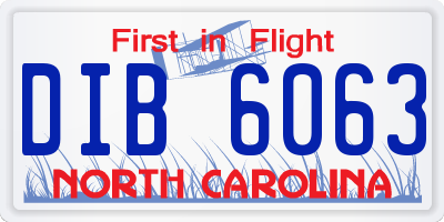 NC license plate DIB6063