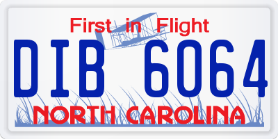 NC license plate DIB6064