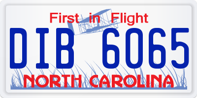 NC license plate DIB6065