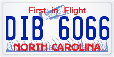 NC license plate DIB6066