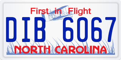 NC license plate DIB6067