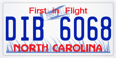 NC license plate DIB6068