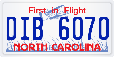 NC license plate DIB6070