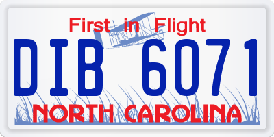 NC license plate DIB6071