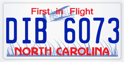 NC license plate DIB6073