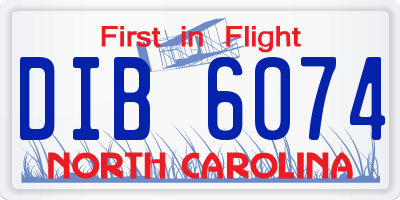 NC license plate DIB6074