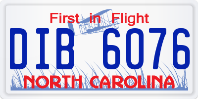 NC license plate DIB6076