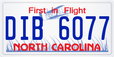 NC license plate DIB6077