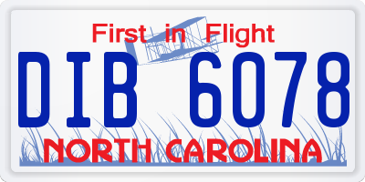 NC license plate DIB6078