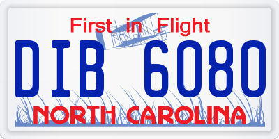 NC license plate DIB6080