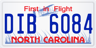 NC license plate DIB6084