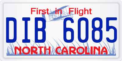 NC license plate DIB6085