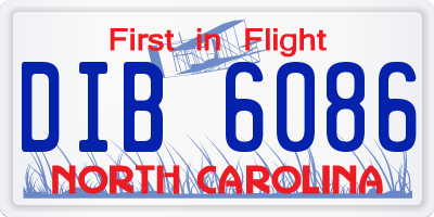 NC license plate DIB6086