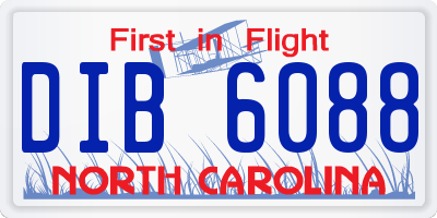 NC license plate DIB6088
