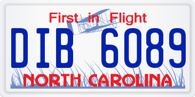 NC license plate DIB6089