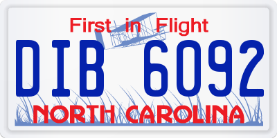 NC license plate DIB6092