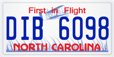NC license plate DIB6098