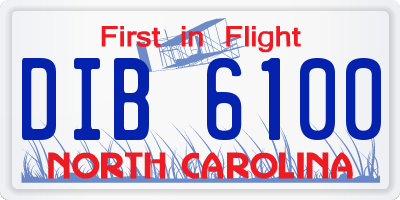 NC license plate DIB6100