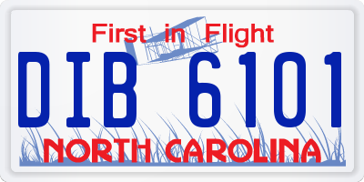 NC license plate DIB6101