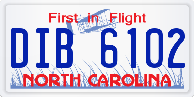 NC license plate DIB6102
