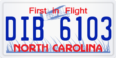 NC license plate DIB6103