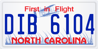 NC license plate DIB6104