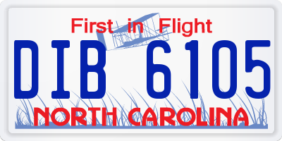 NC license plate DIB6105