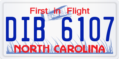 NC license plate DIB6107