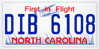 NC license plate DIB6108