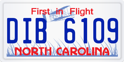 NC license plate DIB6109