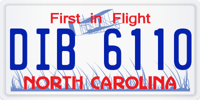 NC license plate DIB6110