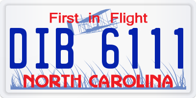 NC license plate DIB6111