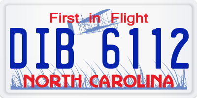 NC license plate DIB6112
