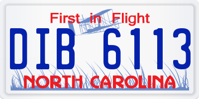 NC license plate DIB6113