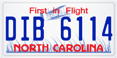 NC license plate DIB6114