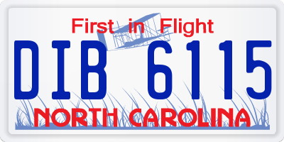 NC license plate DIB6115