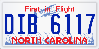 NC license plate DIB6117