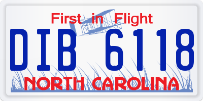 NC license plate DIB6118
