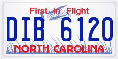 NC license plate DIB6120